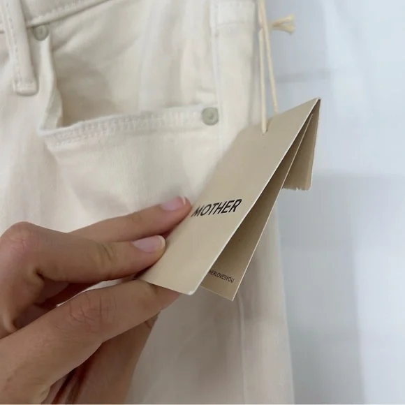 Mother The Twister Skimp Wide Leg Classic Denim Jeans in Cream Puff 28 NWT - Picture 5 of 12